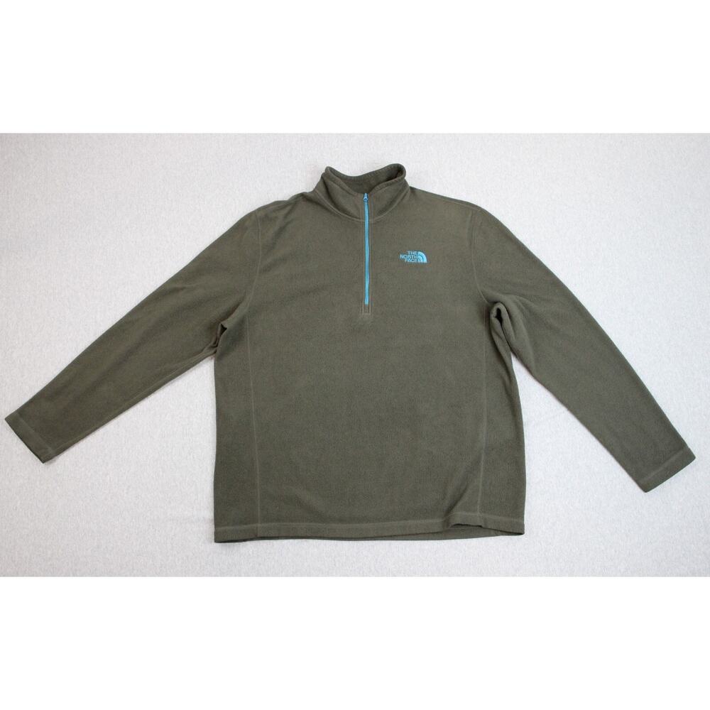 The North Face Sweatshirt Mens XL Green Fleece 1/4 Zip Mock Neck Long Sleeve